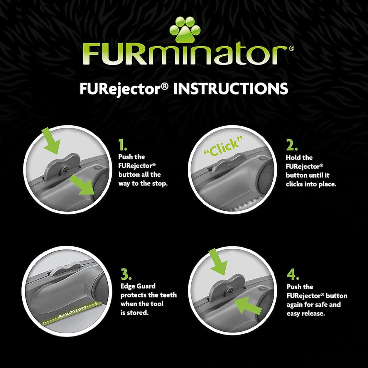 Side profile of Furminator tool showing curved blade design