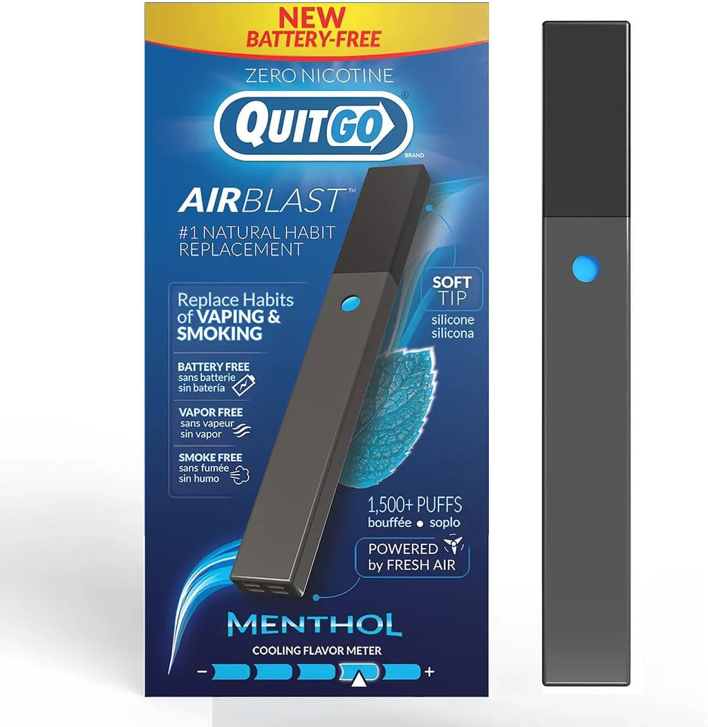 QuitGo AirBlast Menthol Inhaler front view for smoking cessation support.