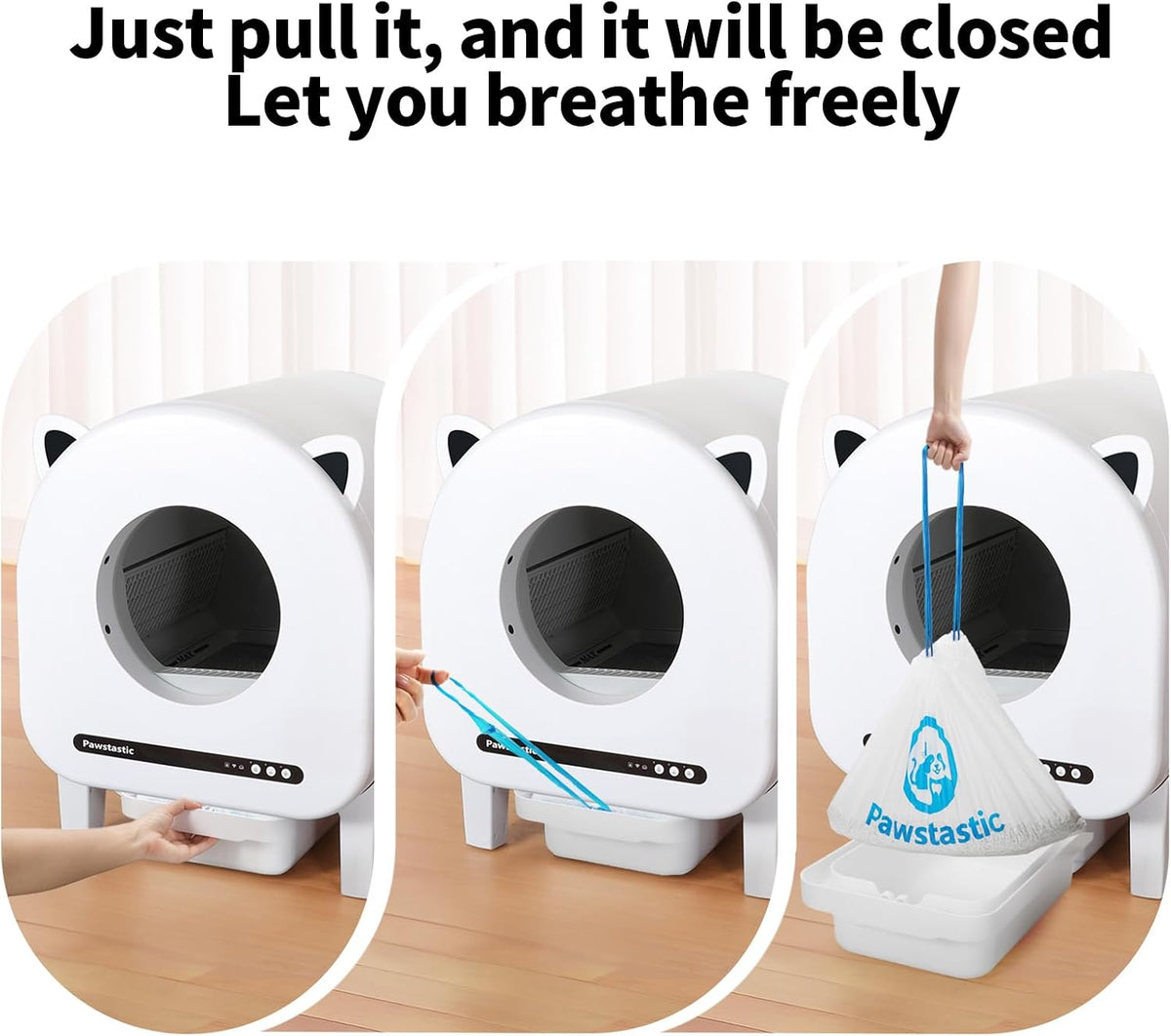 Pawstastic cat litter liner showing drawstring detail