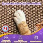 Indoor cat stretching and scratching on the wall mounted scratching board.