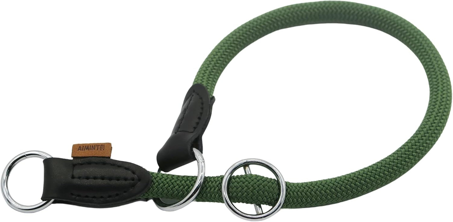Braided Round Martingale Dog Collar, Training Collar with Slidable Stop Ring and Adjustable Stopper - Ideal for Medium Dogs (M(1/3") - 18" Long, Light Blue) - Image 14