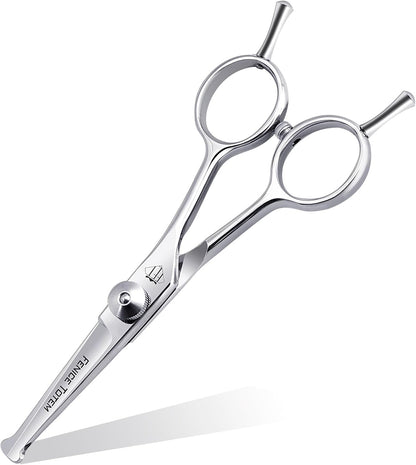 Trixie curved grooming scissors trimming a fluffy cat's facial fur.