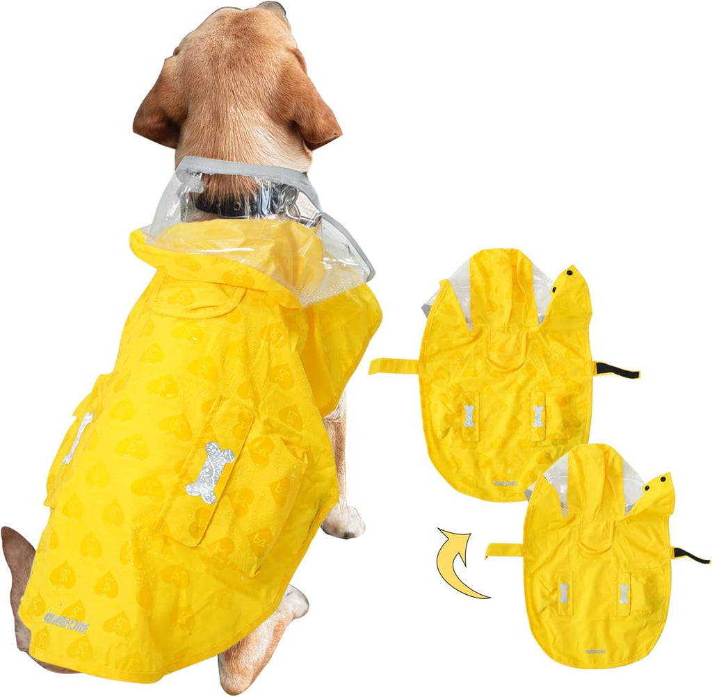 Waterproof Dog Raincoat, Adjustable Reflective Lightweight Pet Rain Clothes with Poncho Hood (Large, Yellow) - Image 15