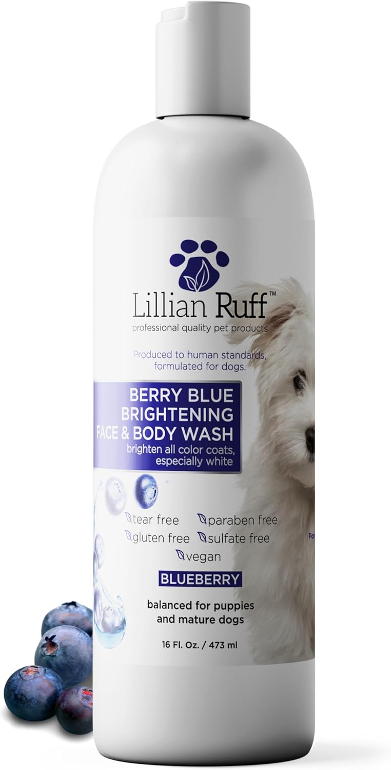 Lillian Ruff PRO Formula Berry Blue Brightening Dog Shampoo & Conditioner Set - Professional Show-Quality Whitening, Stain & Odor Eliminator, Hydrating Relief for Dry Skin, ProVitamin B5, USA Made - Image 10