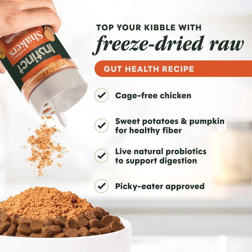 Instinct freeze dried raw dog food powder topper chicken recipe ingredients label