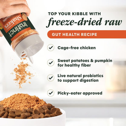Instinct freeze dried raw dog food powder topper chicken recipe ingredients label