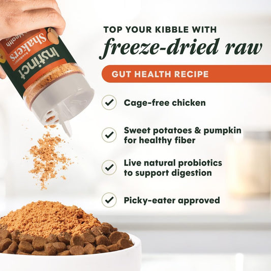 Instinct freeze dried raw dog food powder topper chicken recipe ingredients label