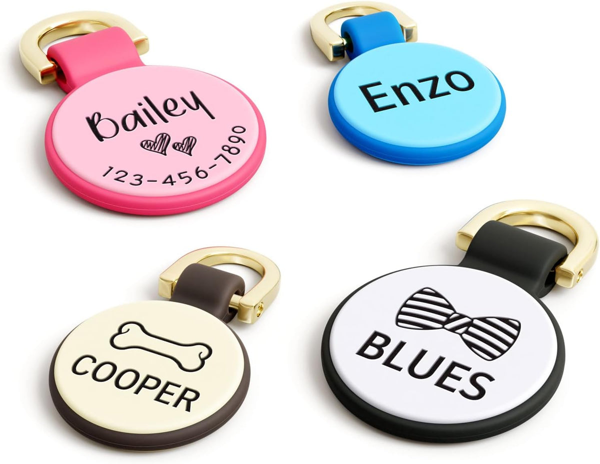 Silicone Dog Tags Personalized for Pets, Lightweight Cute Soundless Cat ID Tag, Custom Deep Engraved Pet Name Tags (Pattern) - Image 10