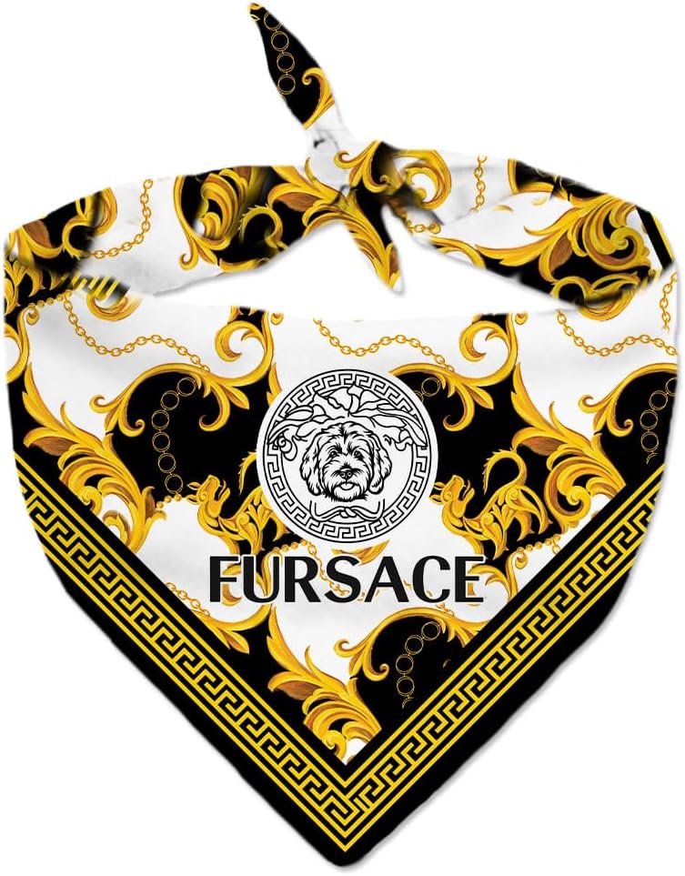 Chewy Vuiton Dog Bandana Designer Fashion Scarf Kerchief for Small Medium and Large Dogs, Funny Parody Gift for Girl or Boy Dog, Soft Durable Fabric, Adjustable Tie-On Style Triangle - Image 9