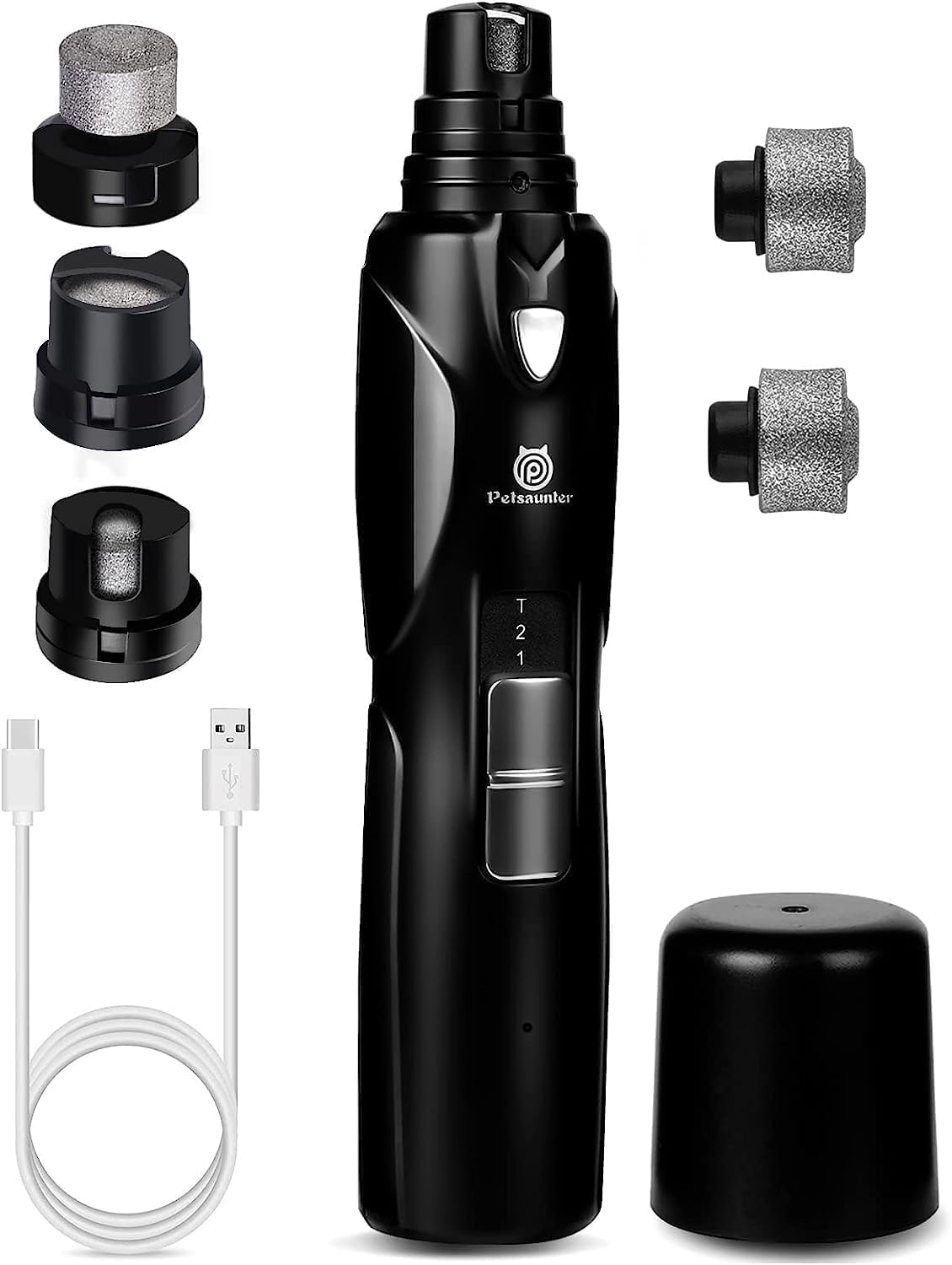 Petsaunter Dog Nail Grinder, 2-Speed and LED Light, Touch-Switch, TypeC, Quiet and Low-Vibration Dog Nail Trimmers, and 3 Ports for Large Dogs, Medium, Small Dogs Cats Pets with Hard or Thick Nail - Image 11