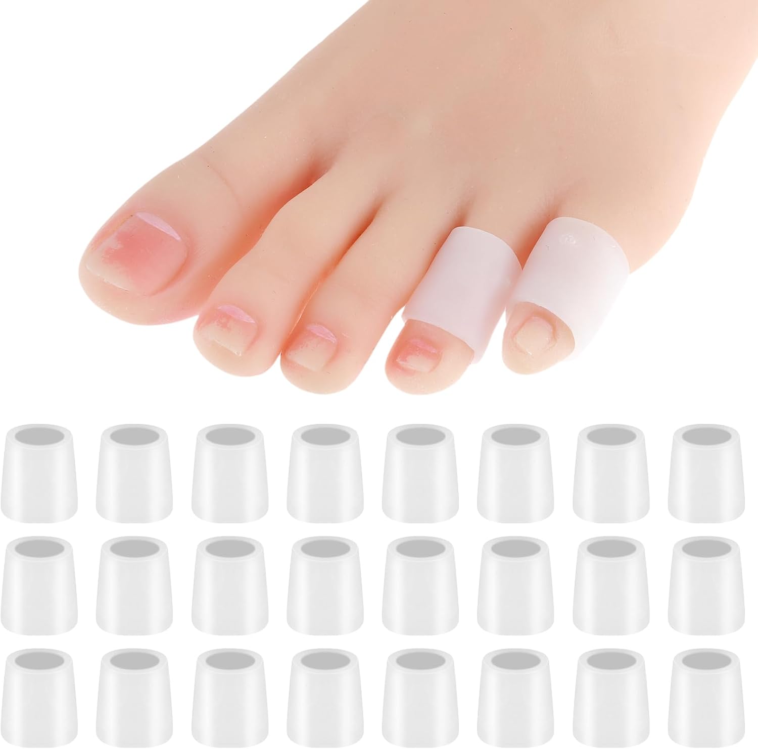 WY LIGHTING LEVEL 24 Pack Silicone Toe Sleeves front view for corn protection
