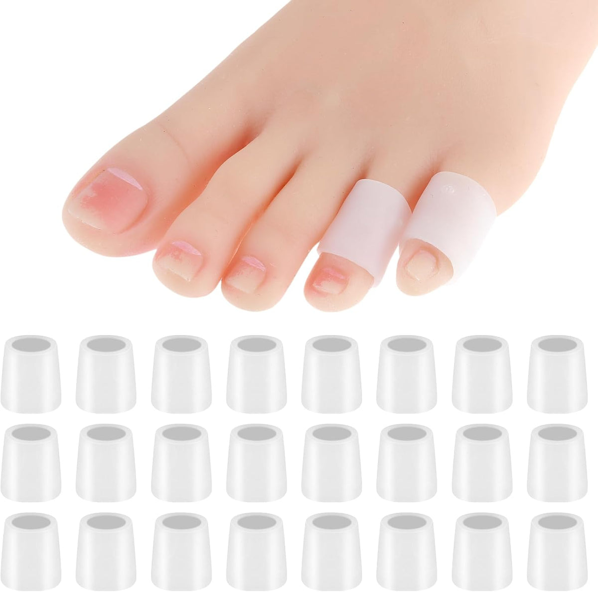 WY LIGHTING LEVEL 24 Pack Silicone Toe Sleeves front view for corn protection