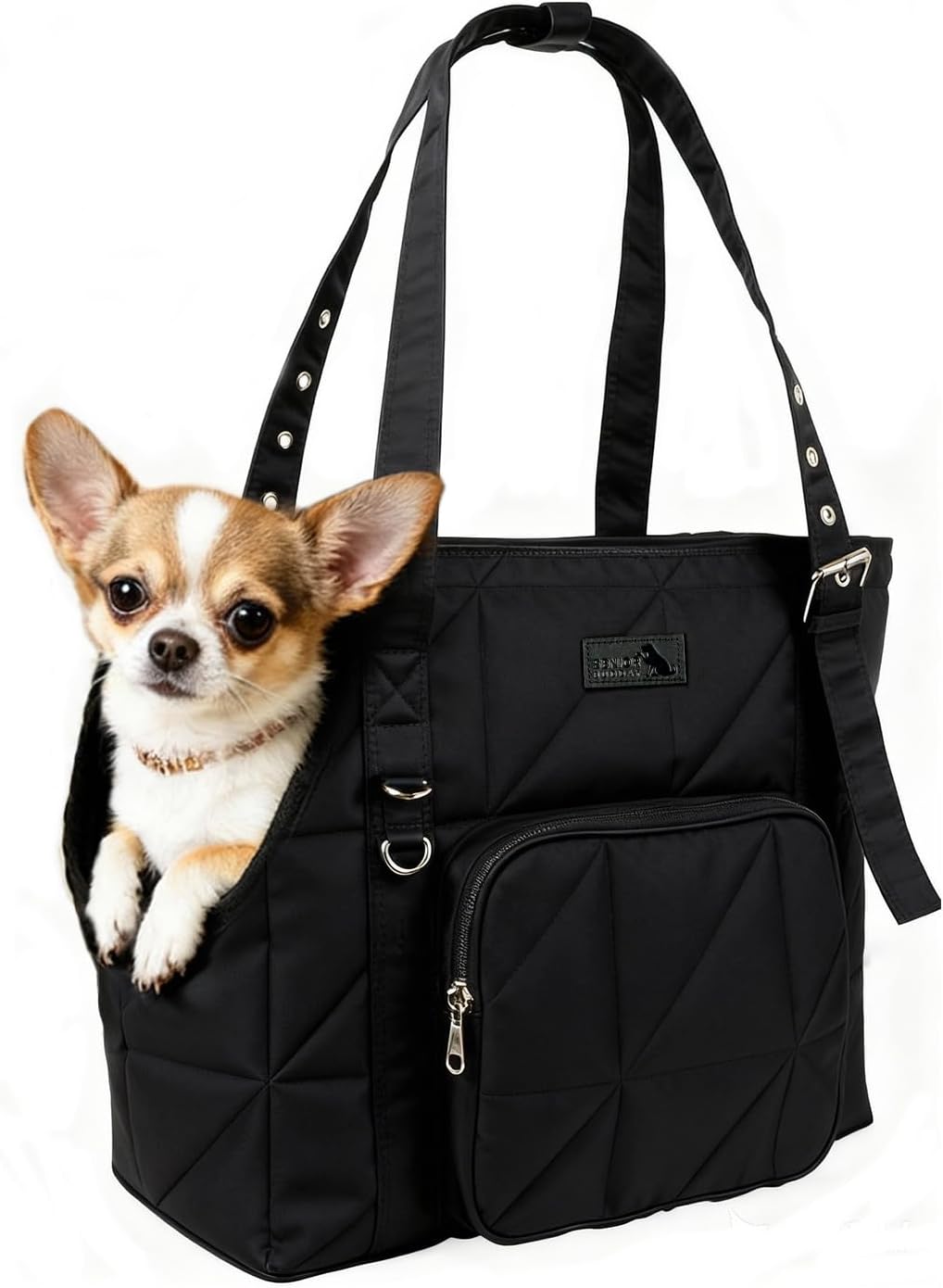 Senior Budday dog purse carrier front view in black