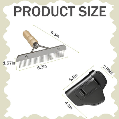 Professional livestock grooming tools with leather storage stand