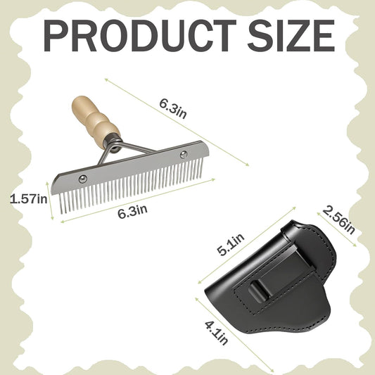 Professional livestock grooming tools with leather storage stand