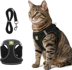 Rishav Pet Care Cat Harness and Leash Set front view of black escape proof vest
