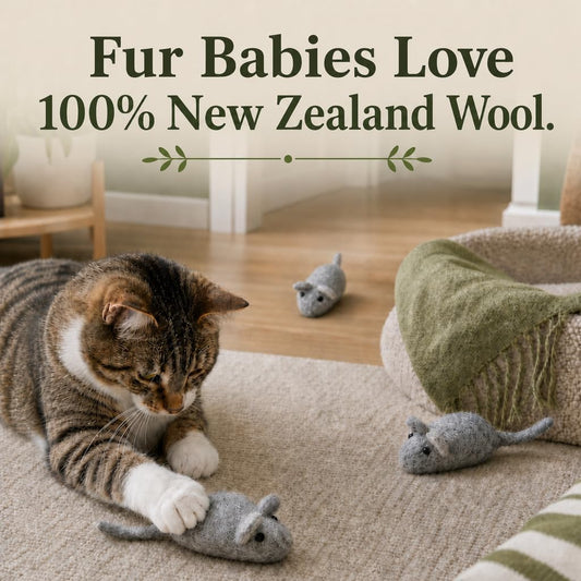 Earthtone Solutions large grey handmade mice toys pack of three for cats