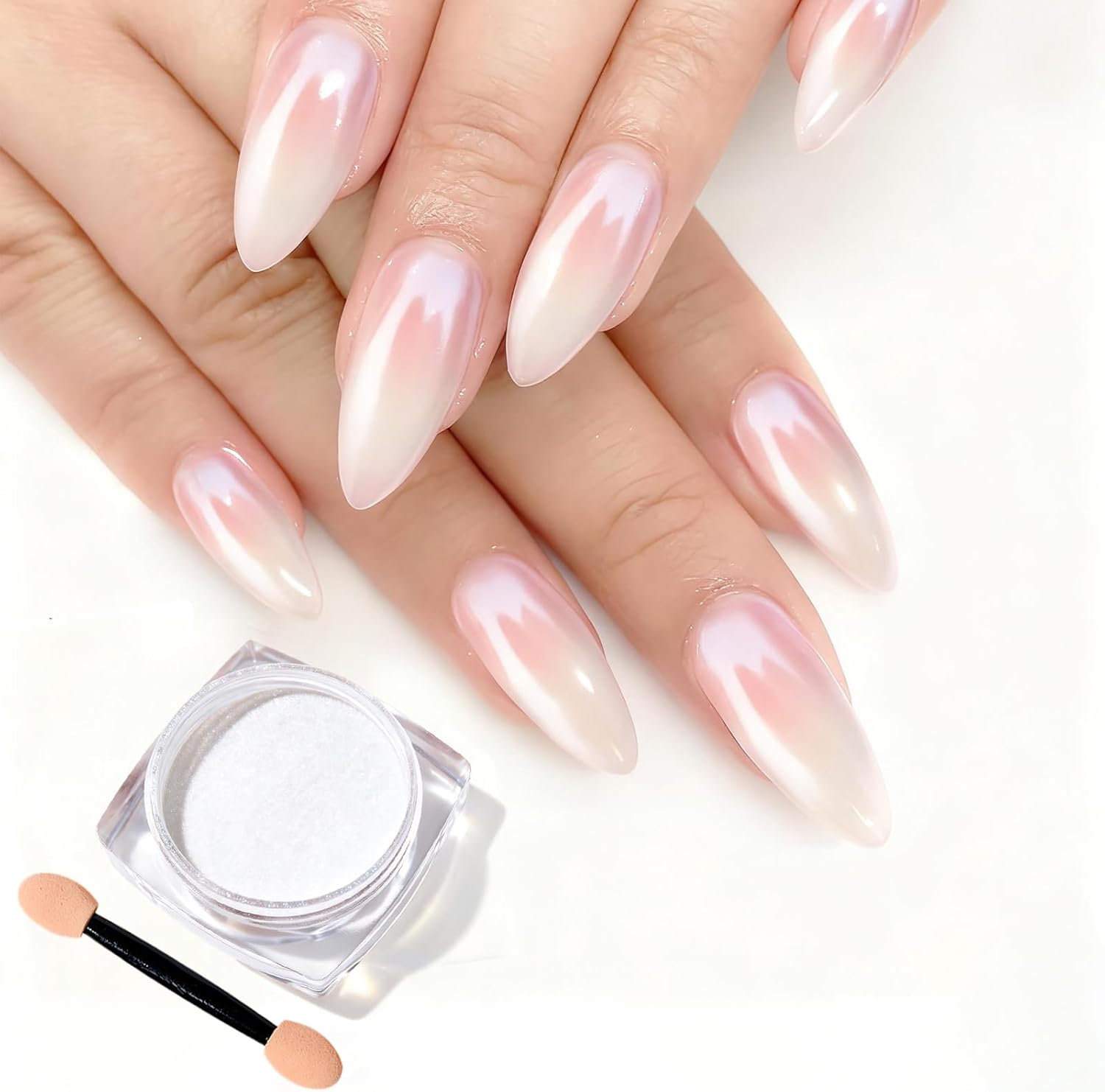 Sulily White Pearl Chrome Nail Powder jar front view