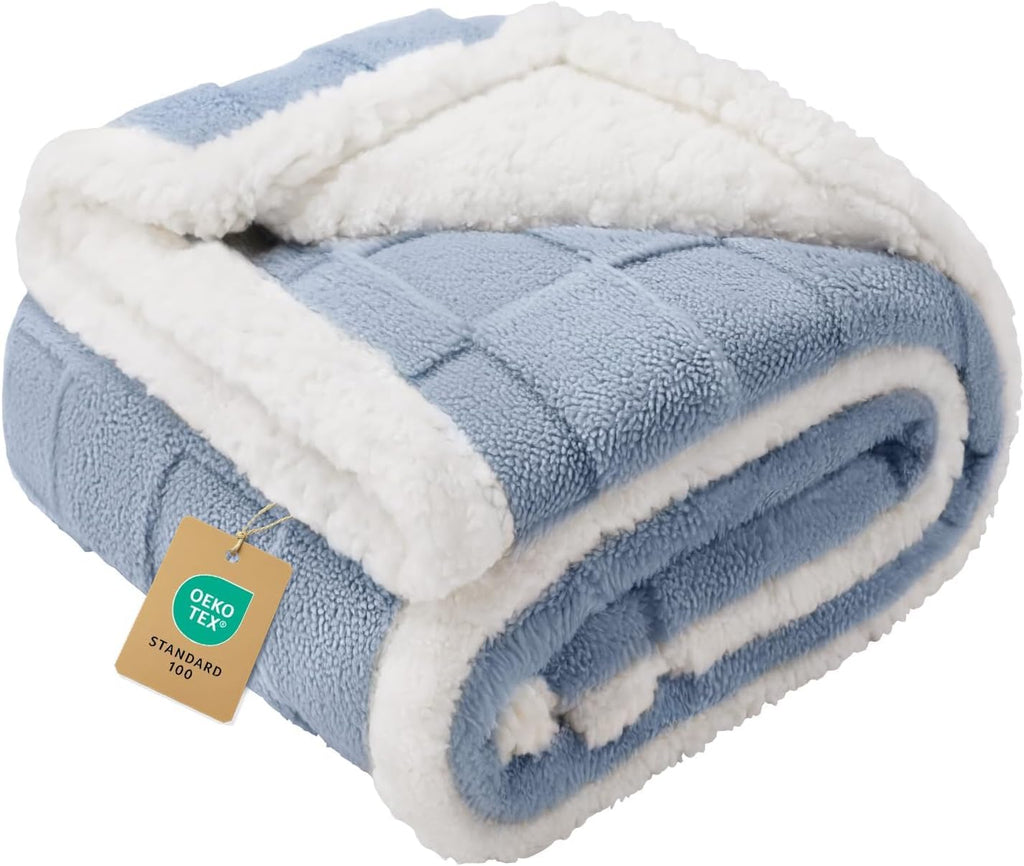 Luciphia Waterproof Dog Blanket, Leakproof Large Pet Blanket for Couch Sofa Bed Furniture Cover Protector, Washable Soft Sherpa Fleece with 3D Jacquard, Cozy Calming Reversible,Sage Green, 85"x57" - Image 12