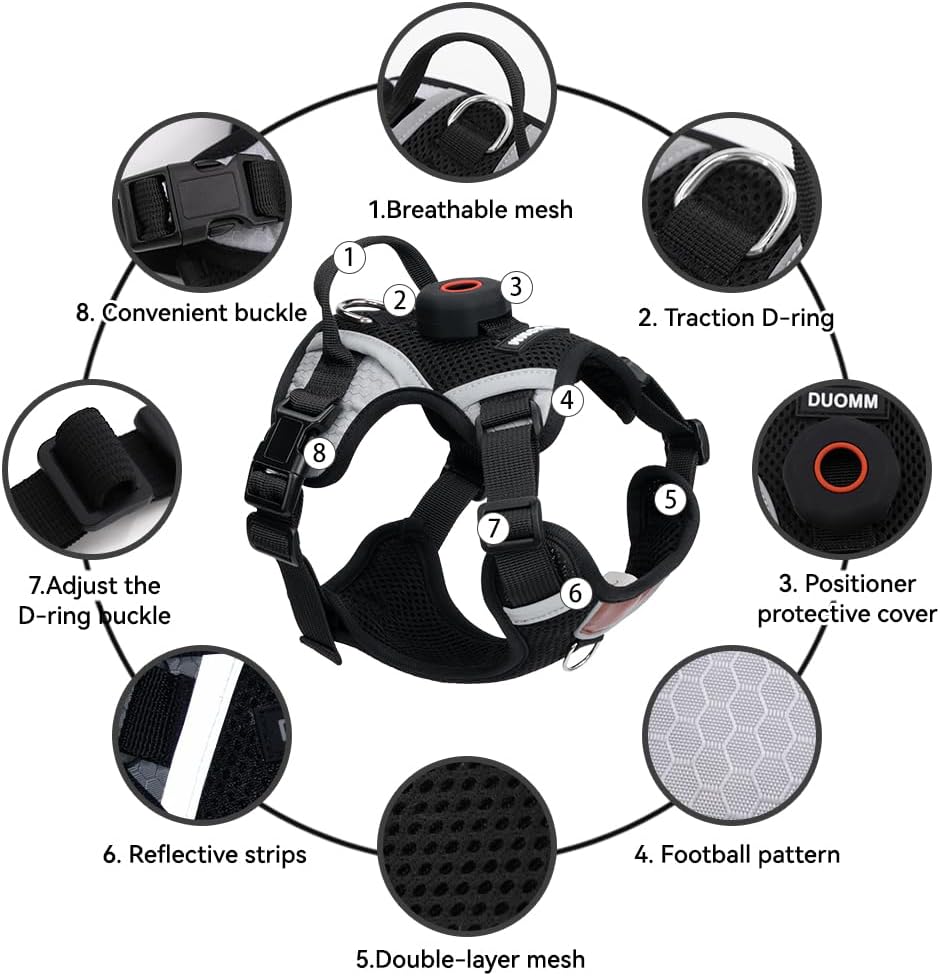 Adjustable secure buckles and nylon straps on the Skmeditec pet harness for large cats.