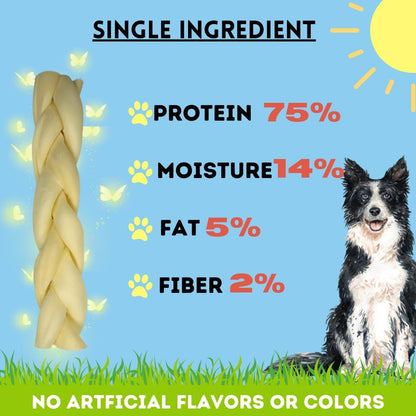 Twelve count pack of natural non rawhide beef cheek treats for dogs