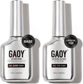 GAOY crystal glossy gel top and base coat set front view with two chrome silver bottles