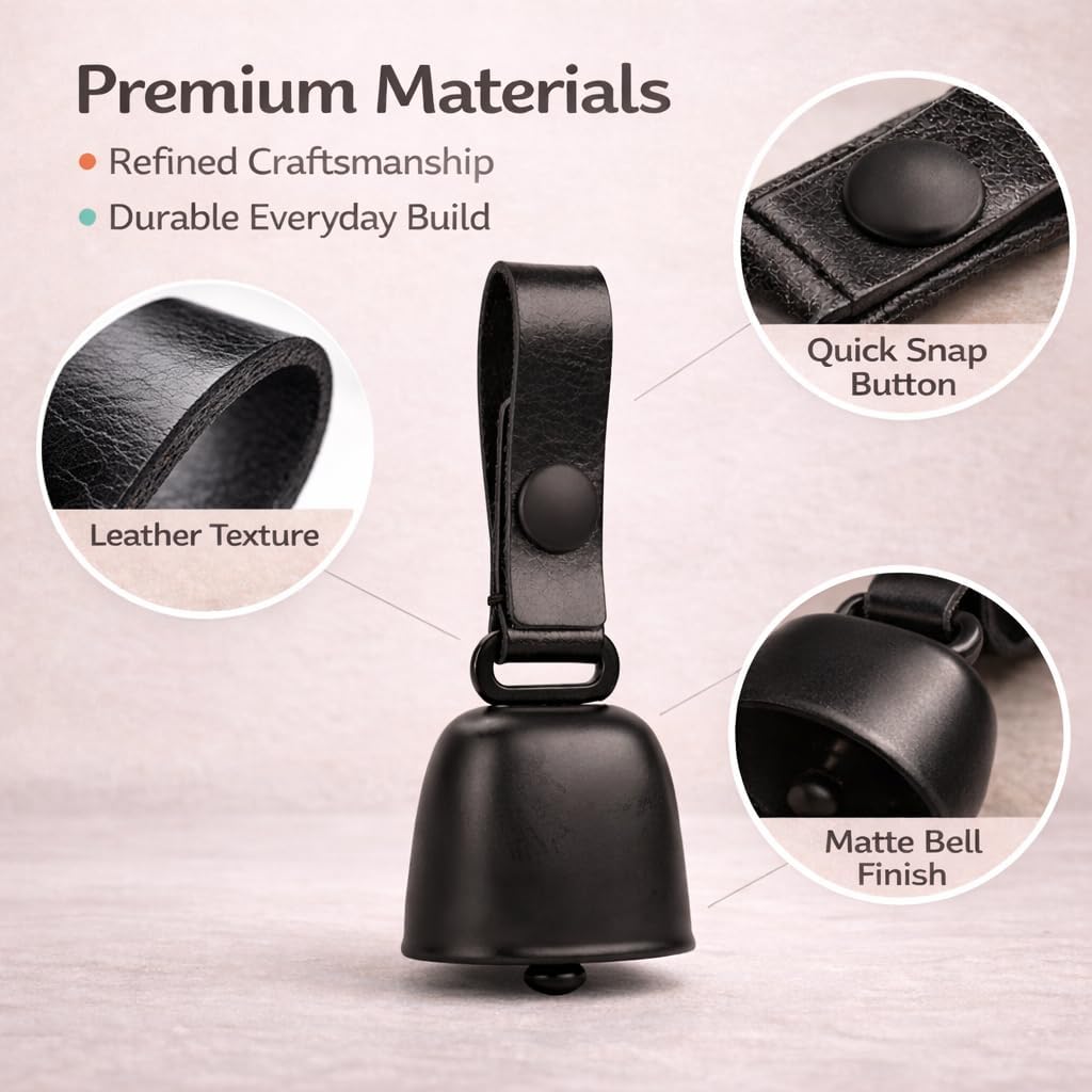 Kcrygogo dog tracking accessories including two matte black bells and two waterproof pet ID trackers