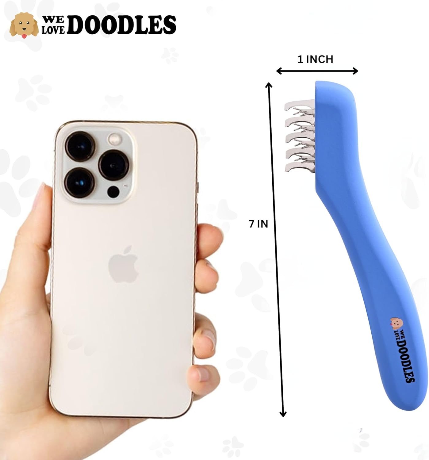 We Love Doodles Dematting Comb for Dogs - Dog Hair Mat Remover, Detangler Comb & Deshedding Tool, Removes Tangles, Knots, & Loose Hair, Metal Comb, Ergonomic Handle Family (5 Blades) - Image 6