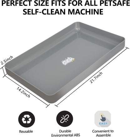 Durable grey plastic reusable litter tray for cats