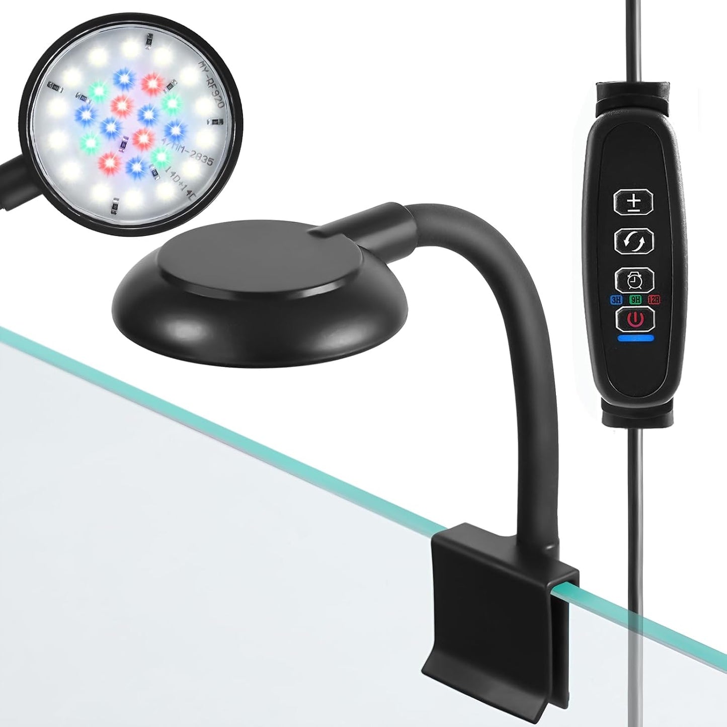 DaToo AQUANEAT dimmable fish tank light package contents showing the light assembly and attached universal serial bus power cable.