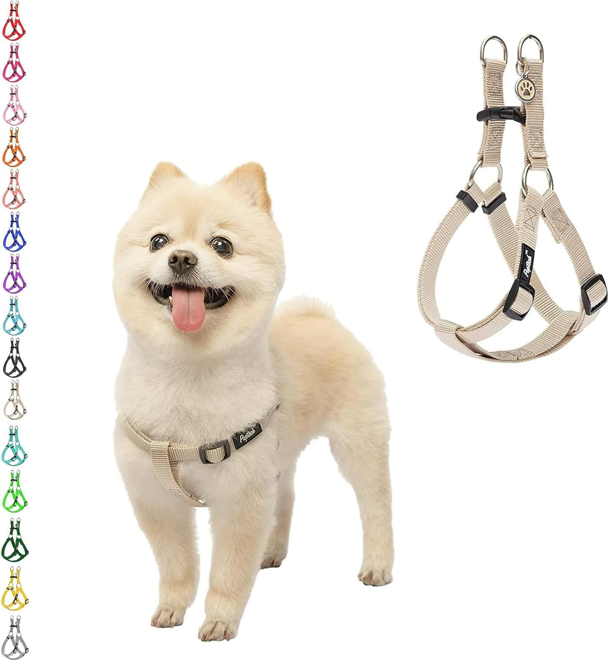 PUPTECK No Pull Dog Harness Soft Adjustable Basic Nylon Step in Puppy Vest Outdoor Walking with ID Tag Medium - Image 14