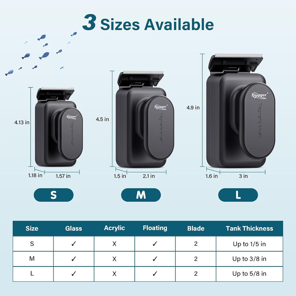 Hygger floating aquarium brush package content including the plastic blade option for delicate cleaning.