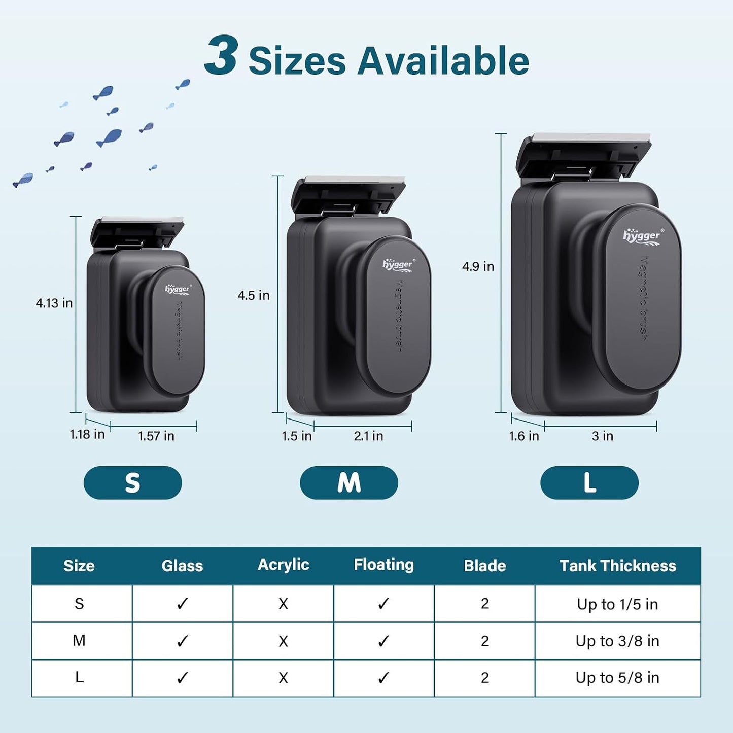 Hygger floating aquarium brush package content including the plastic blade option for delicate cleaning.