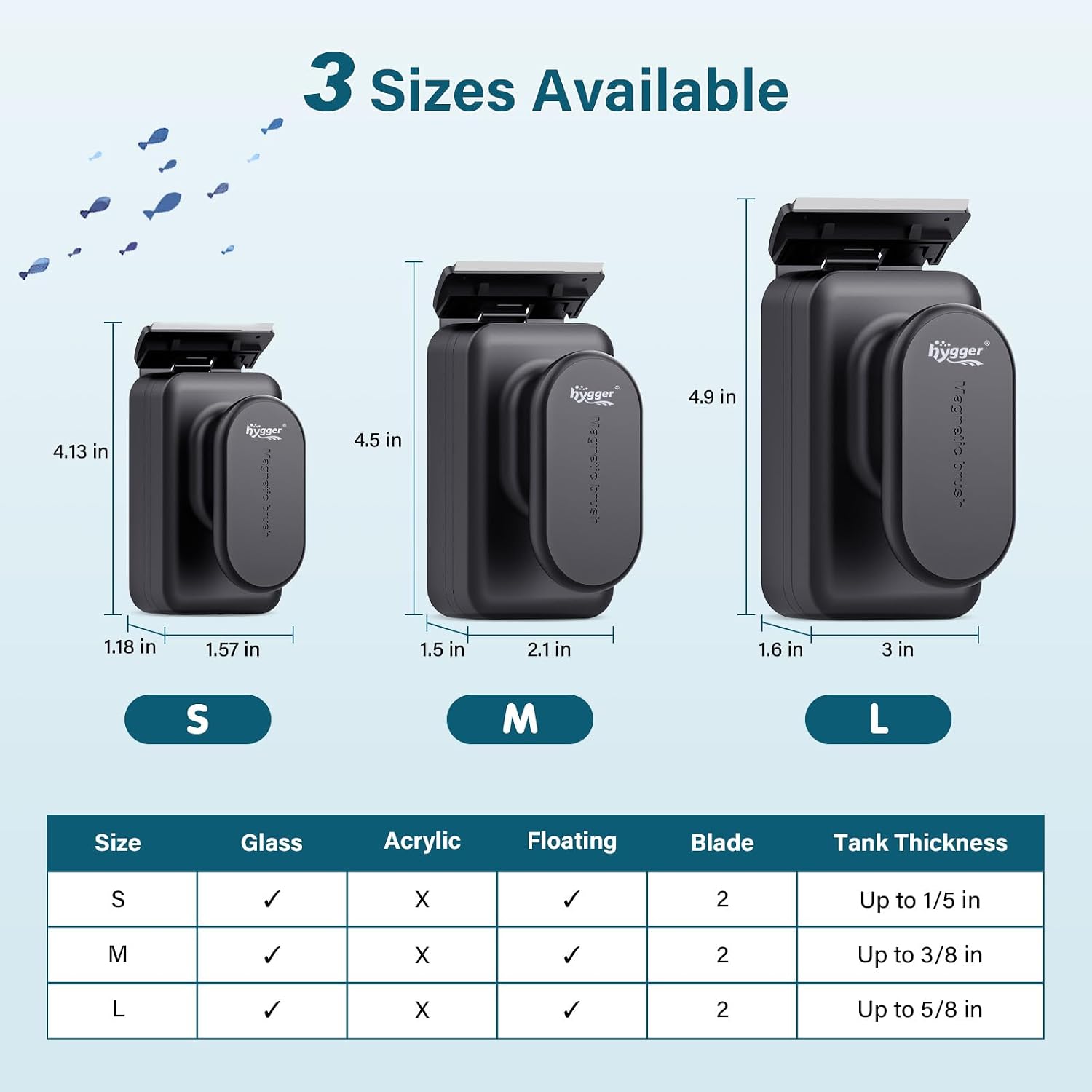 Hygger floating aquarium brush package content including the plastic blade option for delicate cleaning.