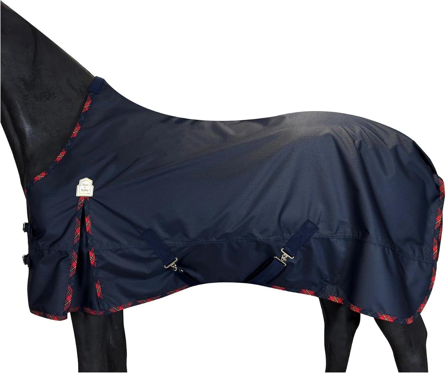 Equestrian turnout gear by Barn And Stable displaying full coverage protection against mild weather elements.