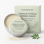 CANNABIOLOGY EST. 2016 Hand and Cuticle Herbal Balm front view for dry skin repair.