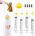 Xuanda kitten bottle feeding kit front view showing the sixty milliliter bottle and yellow silicone nipple