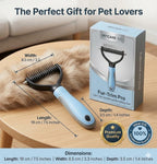Pet Grooming Undercoat Rake, Double-Sided Dematting Comb for Dogs & Cats, Stainless Steel Shedding Brush for Detangling, Removing Mats & Loose Fur - 1 Pack - Image 9