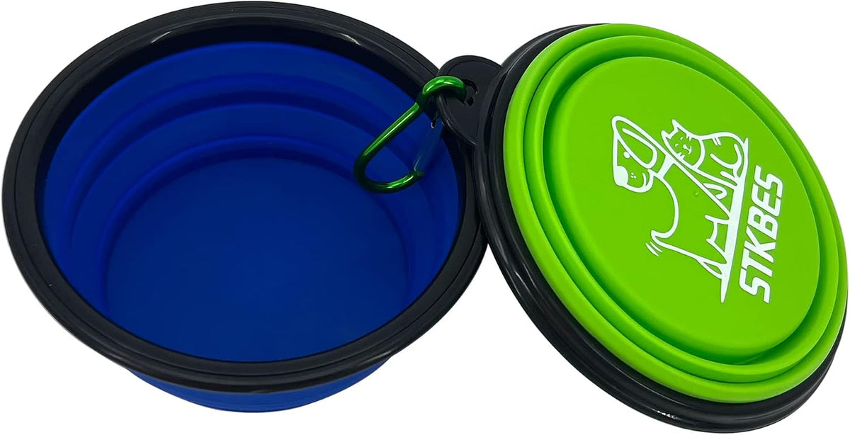 STKBES lightweight pet food bowl holding dry kibble for outdoor feeding.