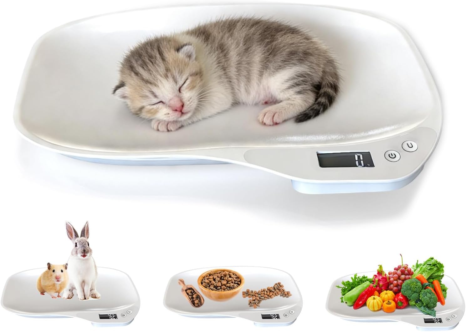 HMRCYTE small animal digital scale front view showing white weighing tray and LCD screen