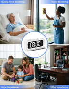 Discreet home security clock camera on bedside table