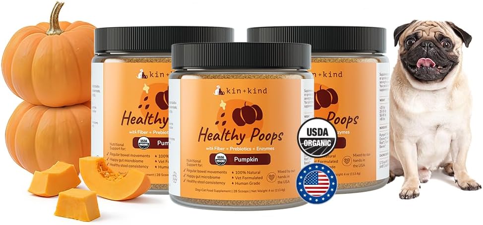 kin+kind Healthy Poops - USDA Organic Pumpkin Powder for Dogs and Cats - Prebiotic Pumpkin Powder, Supports Probiotic Activity - 4 oz - Image 12