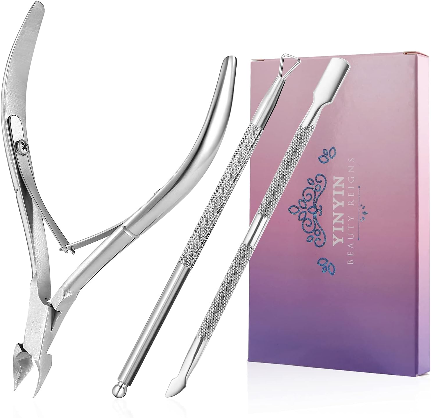 Yinyin professional stainless steel cuticle trimmer set front view