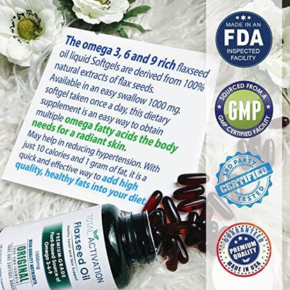 Authentic USA imported cold-pressed flaxseed oil supplement for radiant skin and hair hydration