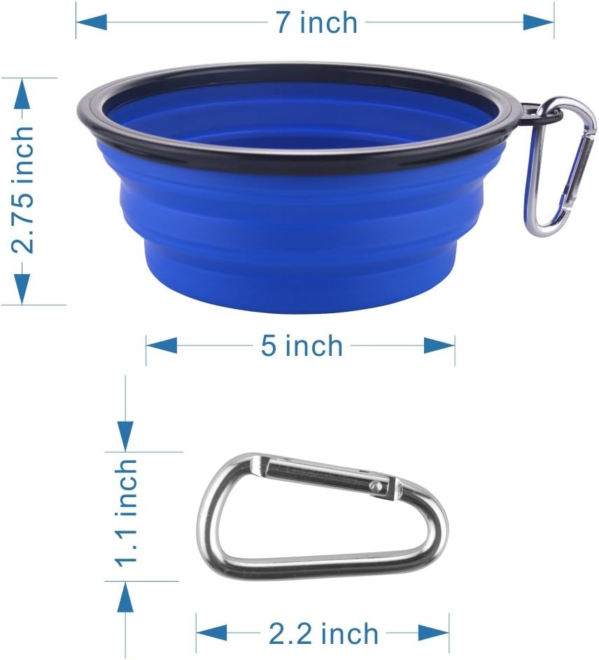 Guardians 34 Ounce blue collapsible pet dish filled with fresh water