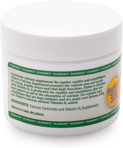 Side view of Fluker's calcium powder container for captive reptiles