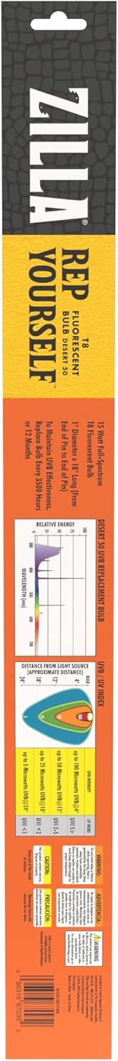 Authentic USA imported Zilla reptile bulb highlighting the ultraviolet spec label.