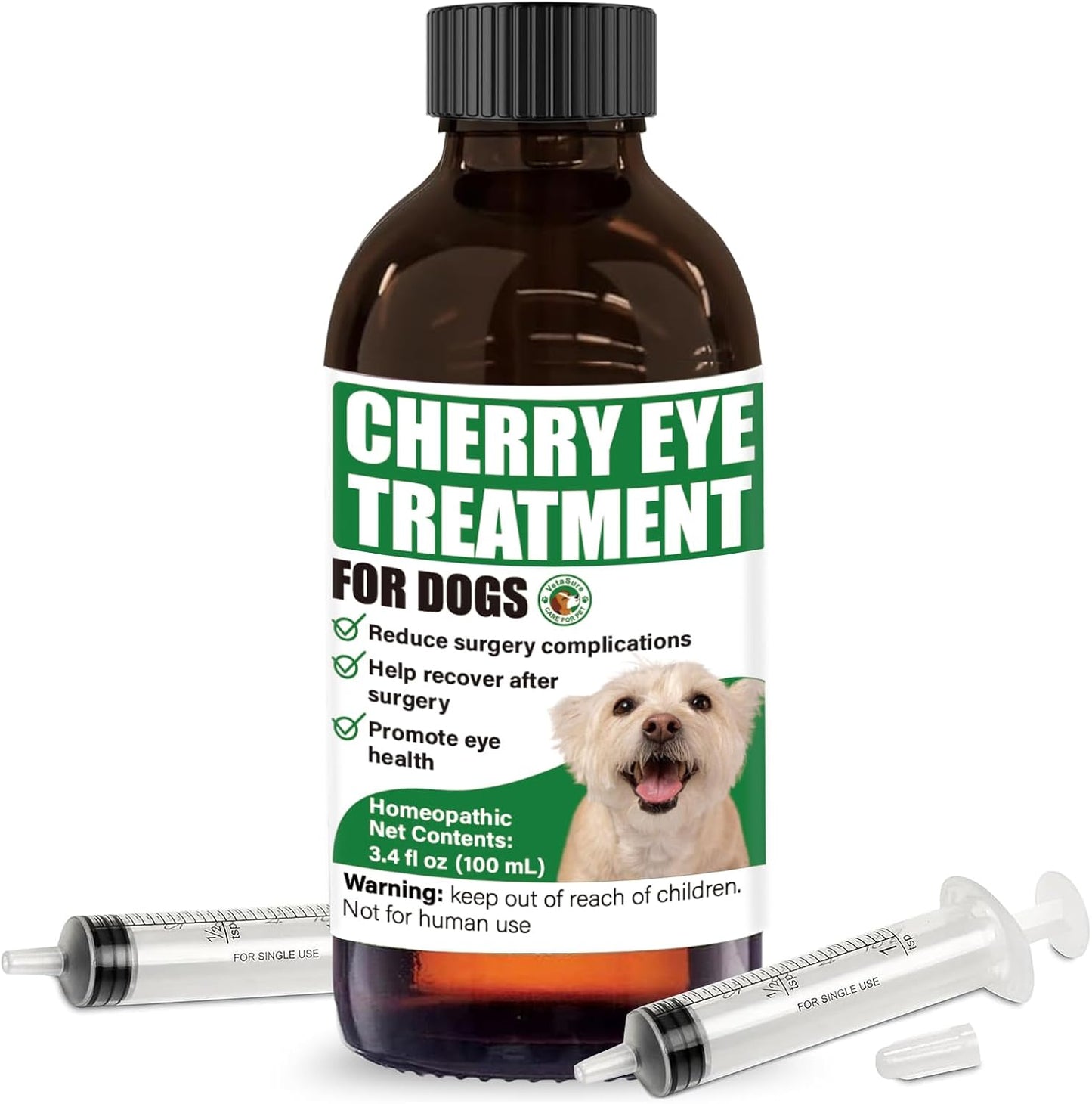 VetaSure cherry eye treatment for dogs front view bottle with dropper