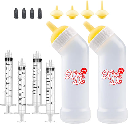 Kitten Nursing Nipple with Syringe, Wide Mouth Angled Puppy Feeding Bottles, with Ventilation Valve Resistant Tearing for Puppies, Kittens, Rabbit, Small Wildlife (M Nipple,Pink) - Image 12