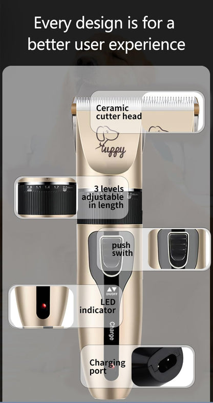 OASIS cordless cat hair trimmer showing micro adjustment knob settings